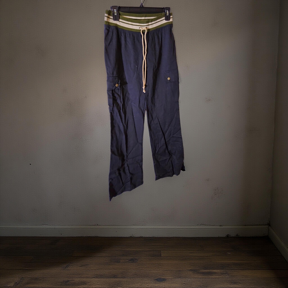 Preloved Size Medium Superline USA Women's Navy Cargo Pants with Drawstring